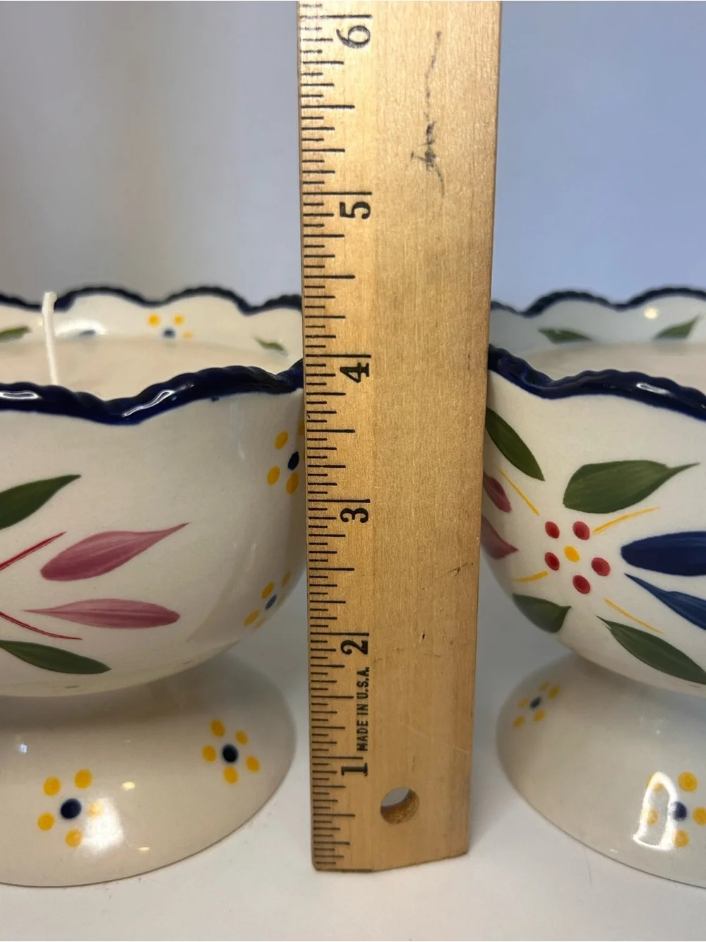Set Of 2 Temptations Old World Confetti Footed Bowls Hand Poured Candles Ceramic
